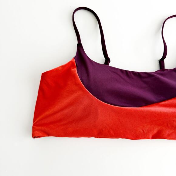 [Athleta] Orange Purple Asymmetrical Colorblock Scoop Neck Bikini Top Size XL - Picture 5 of 10